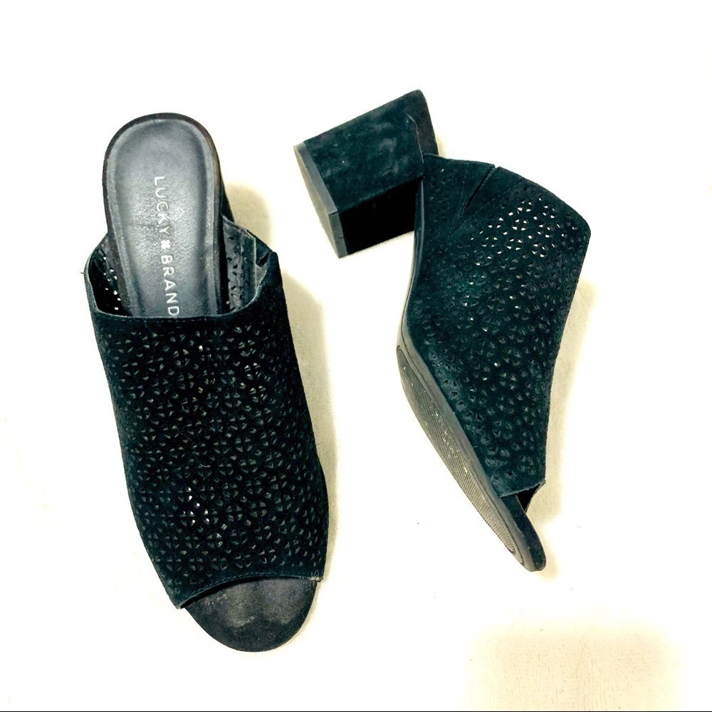 LUCKY BRAND black Madeline Elixir Heeled Slides 8
